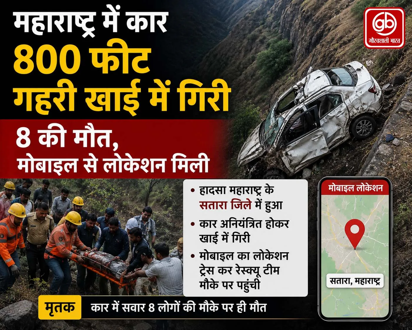 800 फीट गहरी खाई में गिरी एसयूवी, 8 लोगों की दर्दनाक मौत