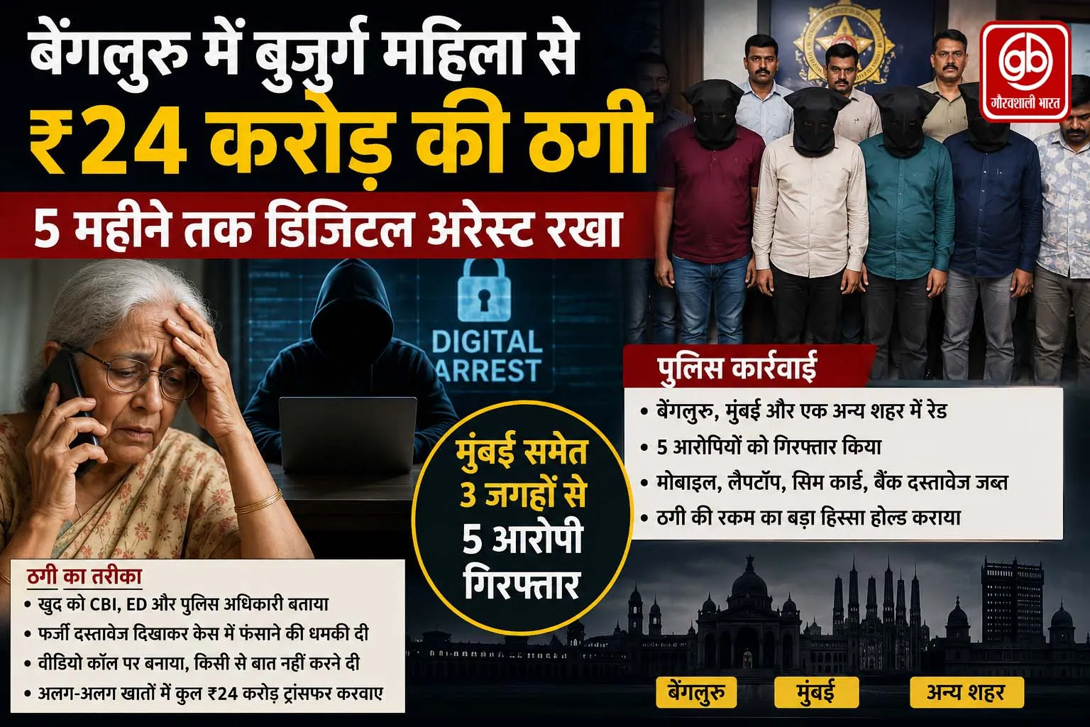 बेंगलुरु :  बुजुर्ग महिला से ₹24 करोड़ लूटे