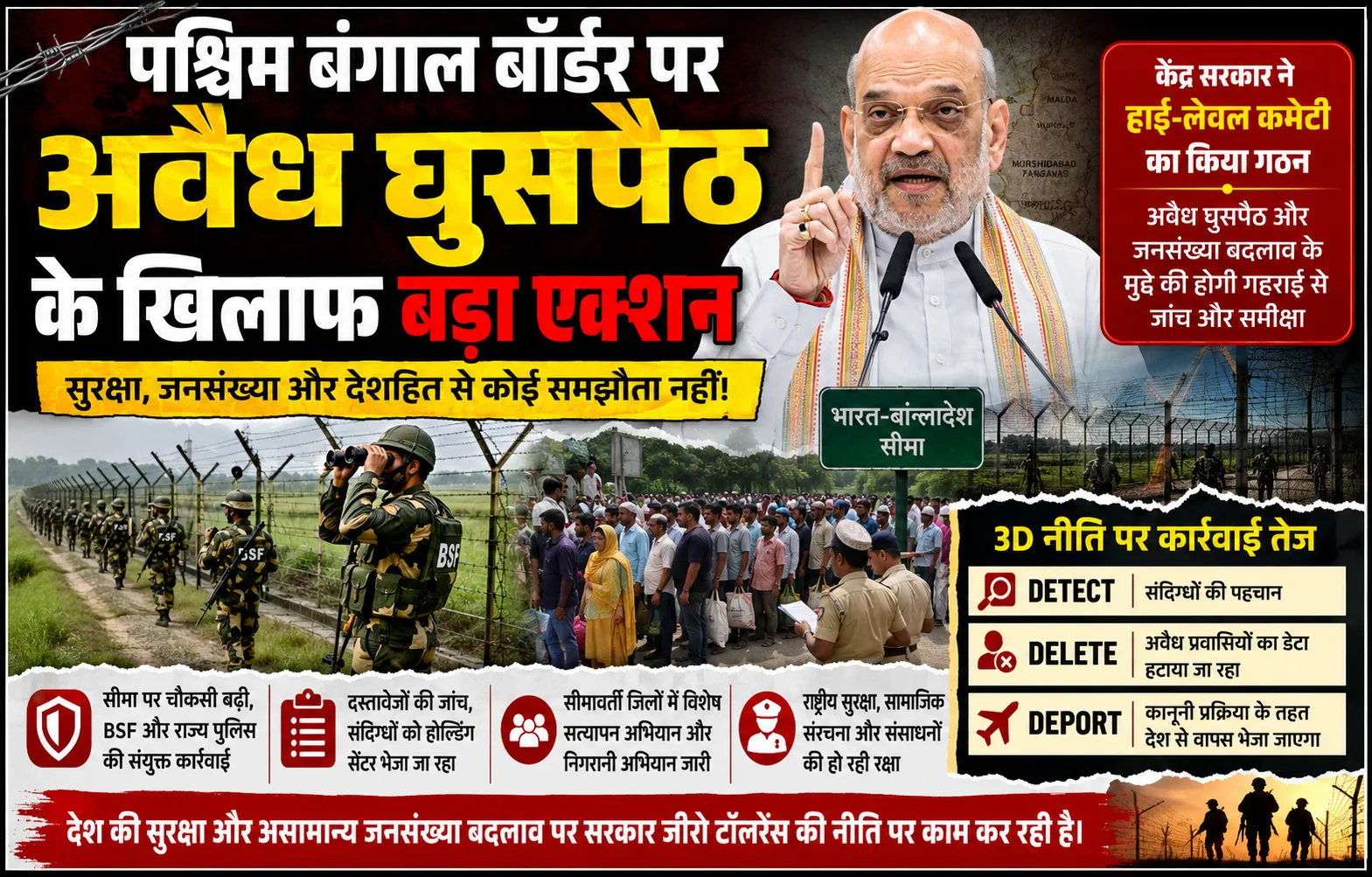 पश्चिम बंगाल में 3D अभियान शुरू, अवैध प्रवासियों की पहचान जारी