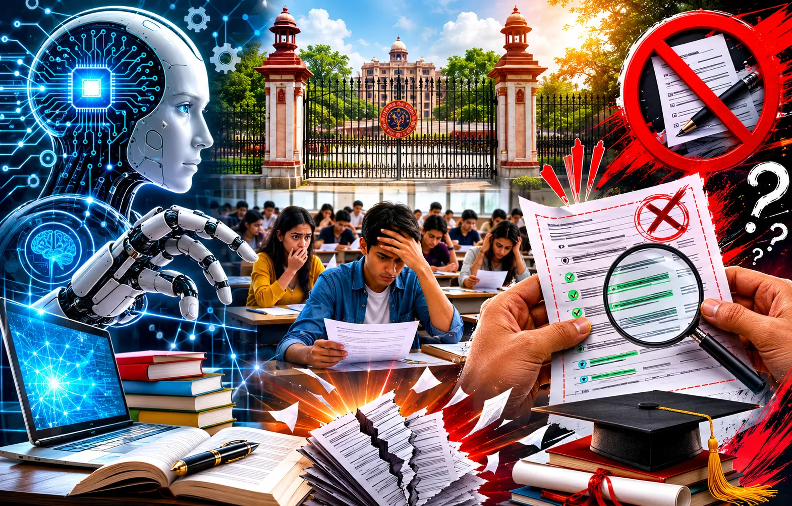 राजस्थान यूनिवर्सिटी में AI का बड़ा ‘ब्लंडर’! प्रश्नपत्र में सवालों की जगह छपे मिले जवाब, परीक्षा रद्द