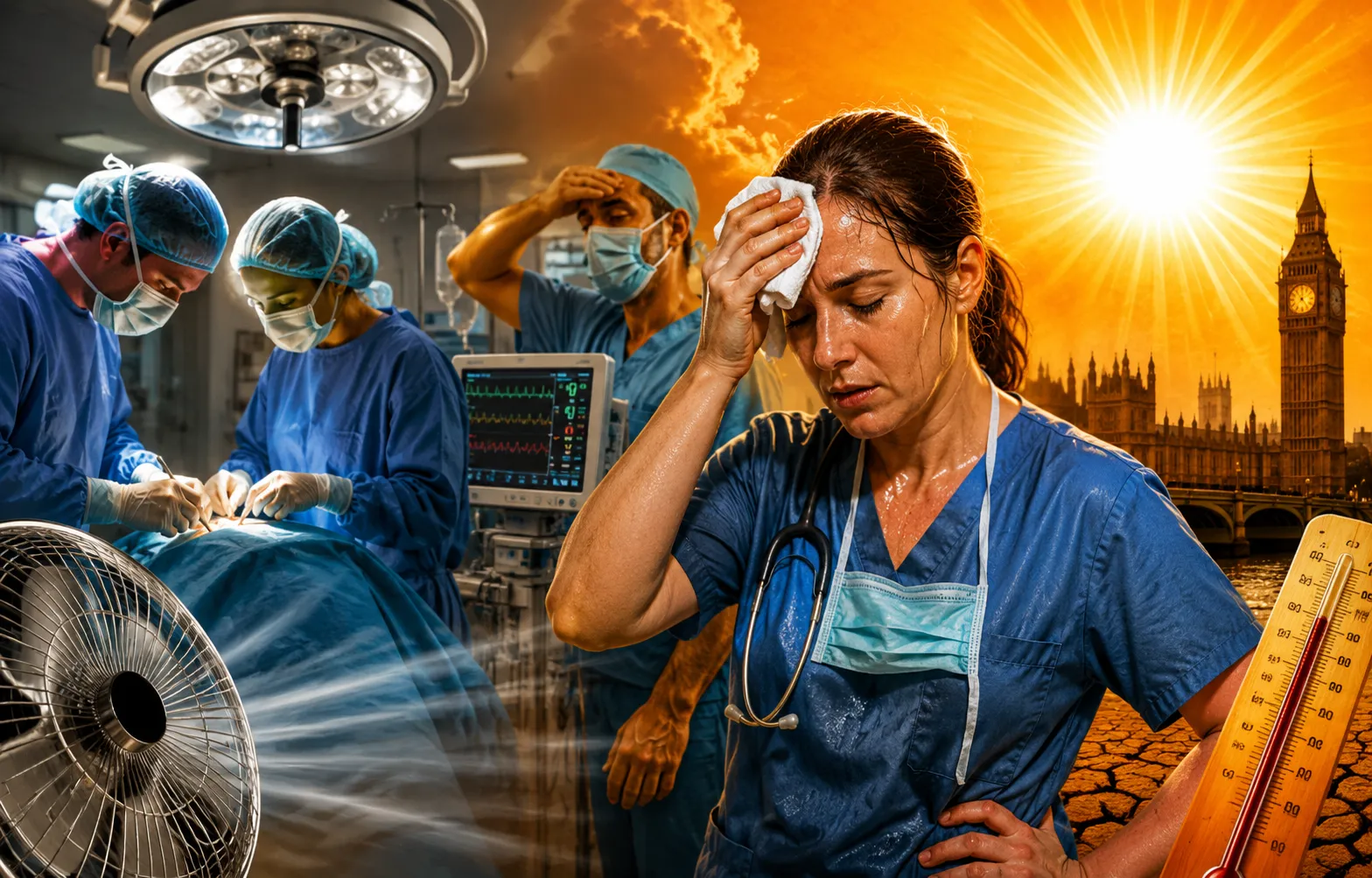 ब्रिटेन की भीषण गर्मी से NHS अस्पताल बेहाल, रुकी सर्जरी