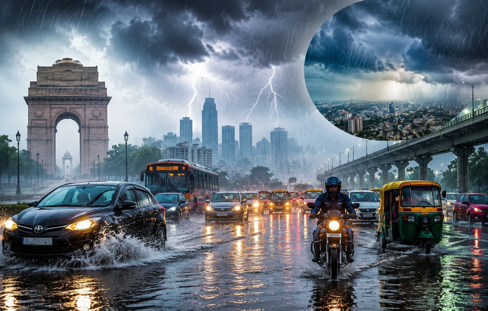 दिल्ली-एनसीआर में झमाझम बारिश, कई इलाकों में जलभराव व जाम