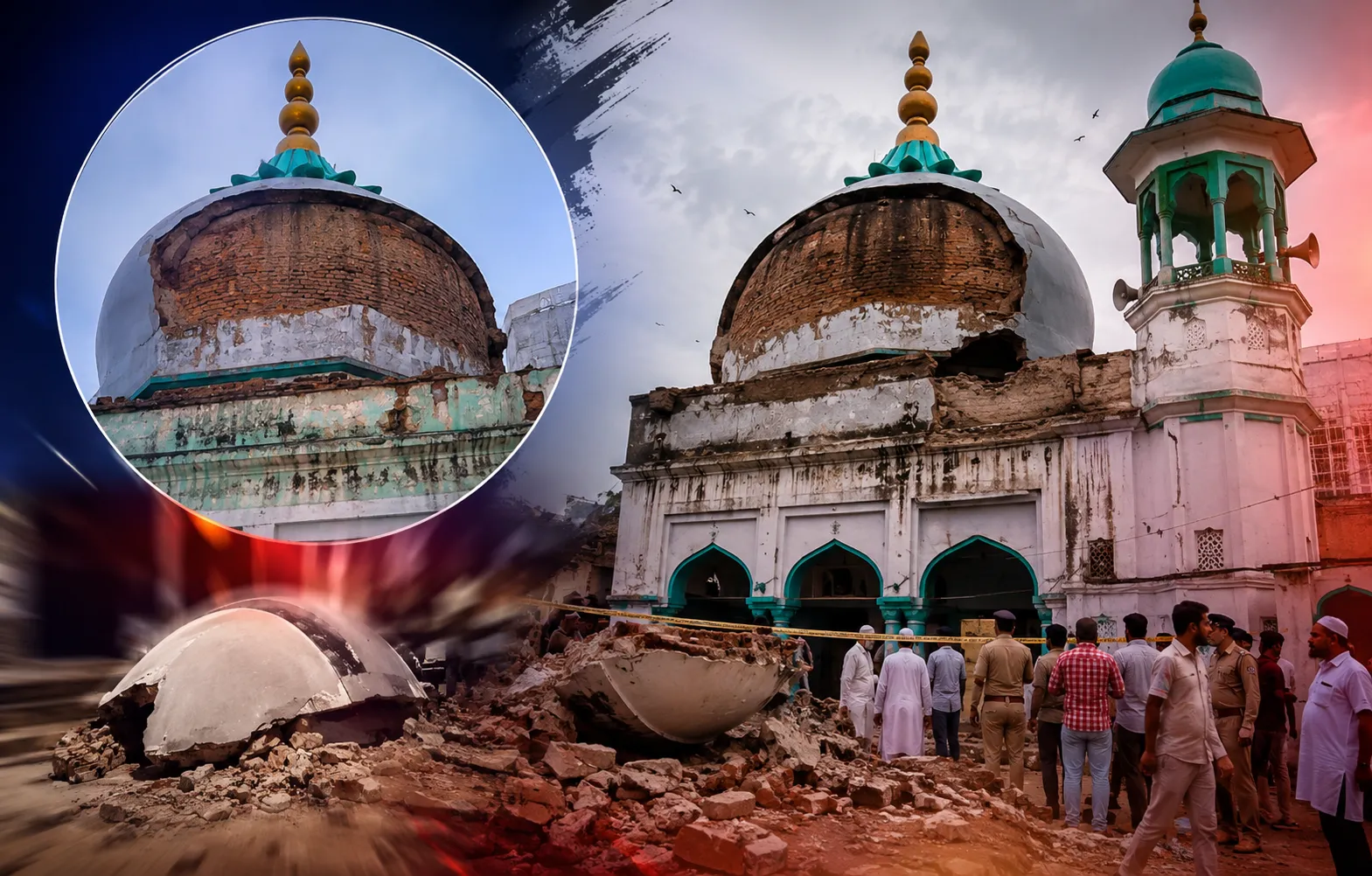 मथुरा जामा मस्जिद में नमाज के दौरान गुंबद गिरा, टला बड़ा हादसा