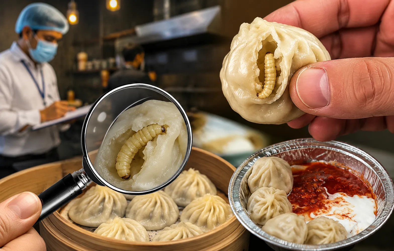 इंदौर में मोमोज में निकलीं इल्ली! रेस्टोरेंट को नोटिस
