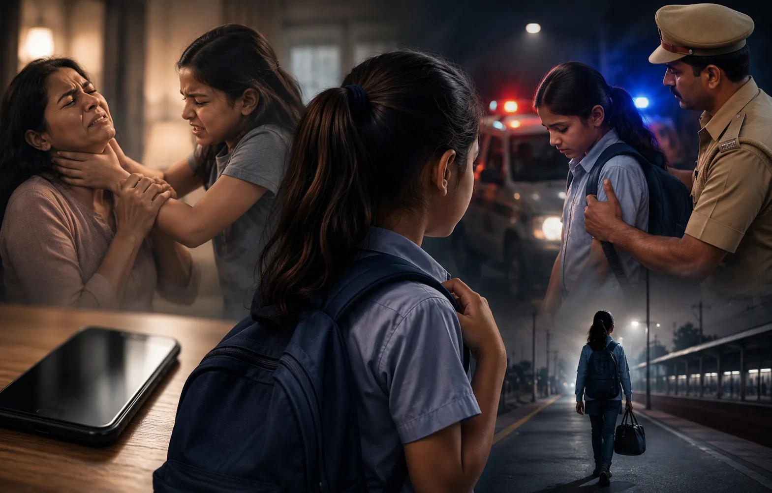 मोबाइल मांगने पर मां का गला दबाया, 11 साल की छात्रा भागी