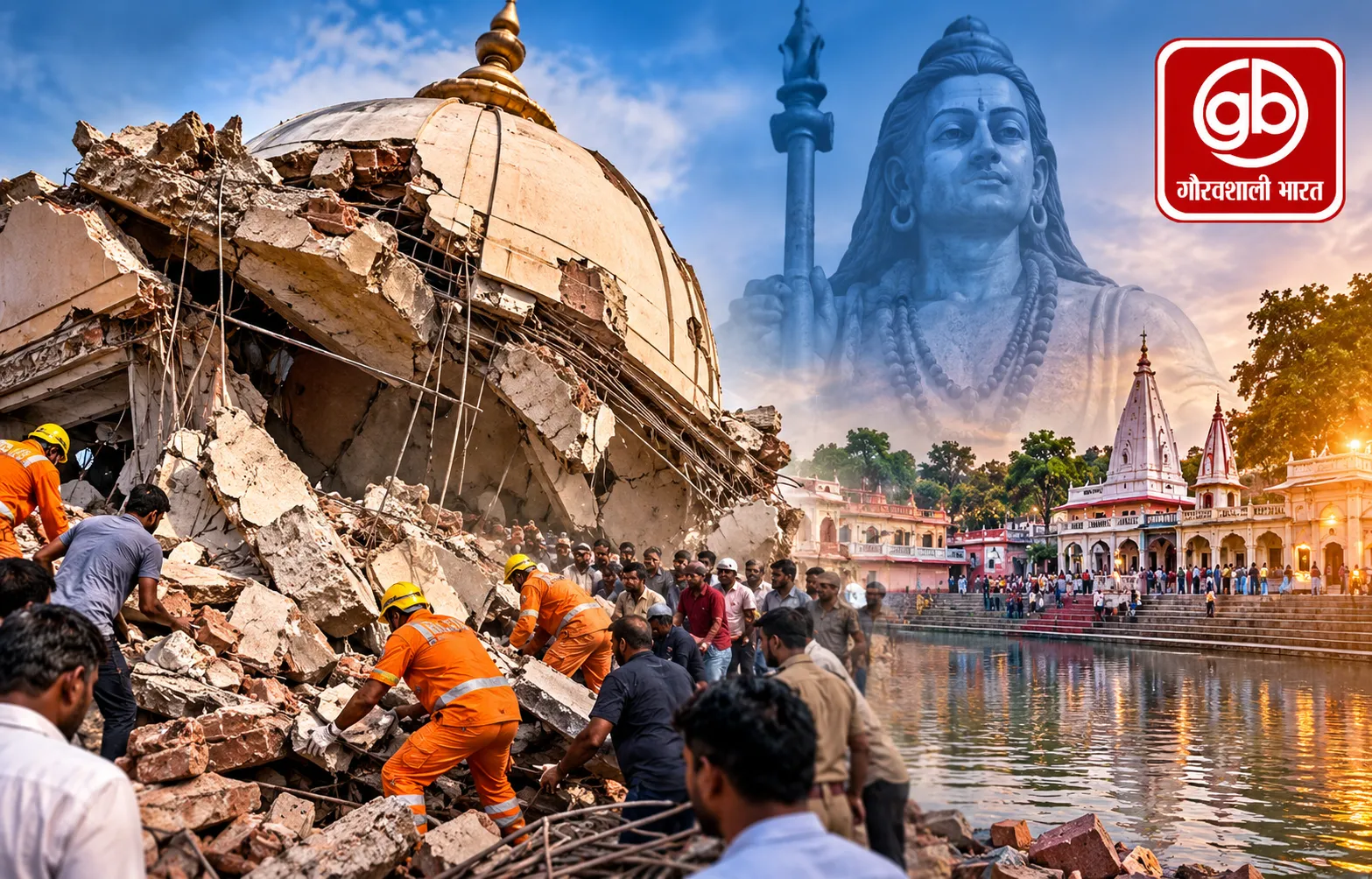 गोरखपुर गोरक्षनाथ घाट पर भरभराकर गिरा गुंबद, 2 की मौत