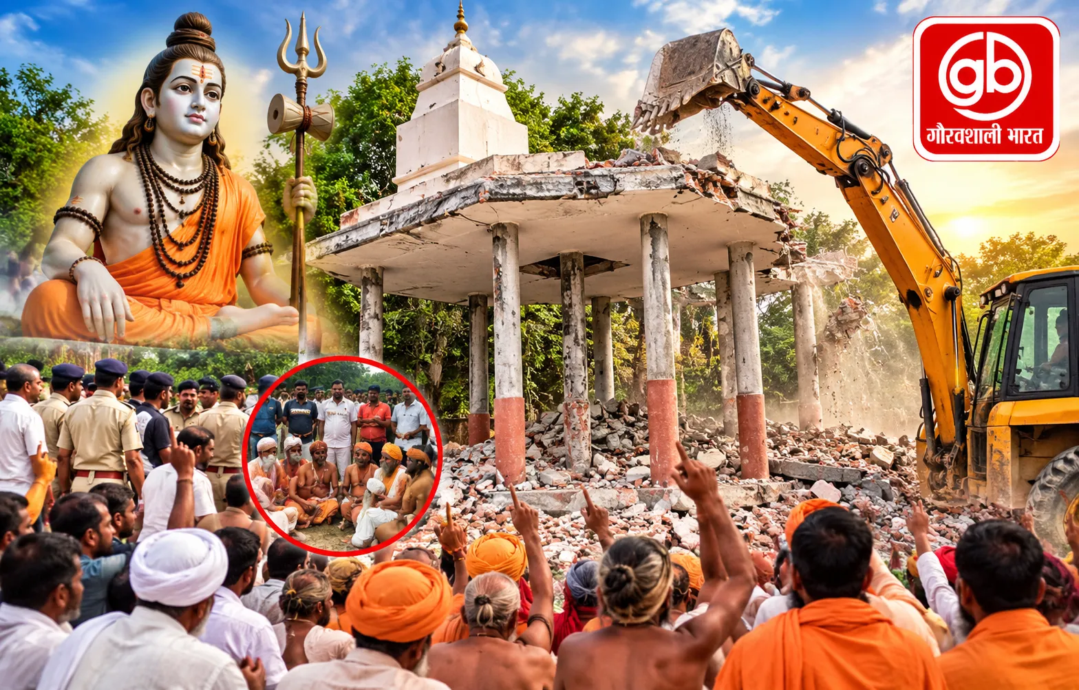 गुरुग्राम में मंदिर पर चला बुलडोजर, आज महापंचायत का ऐलान